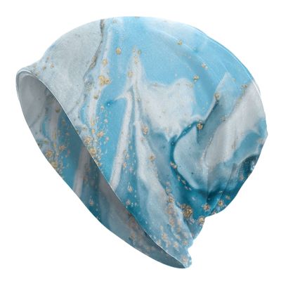 Abstract Ocean Art Natural Luxury Marble Beanie Chemo Hat Cancer Headwear Knitted Hats Baggy Slouchy Scarf Cap for Adults Women Men