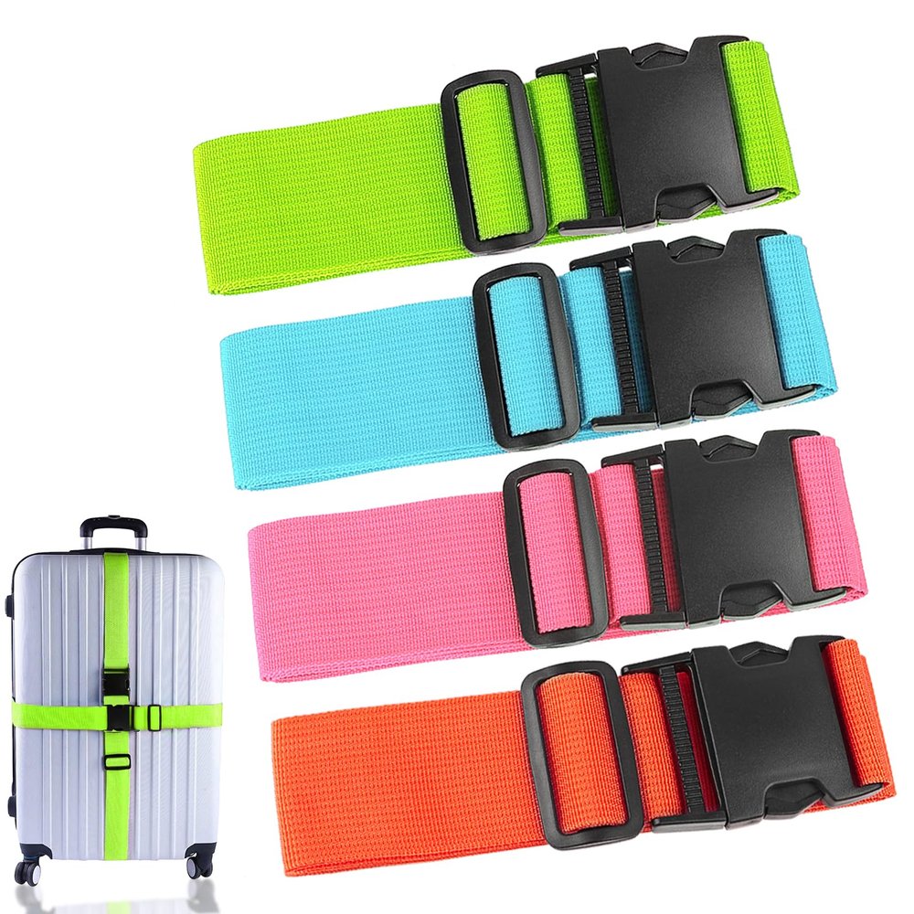 4Pcs Luggage Straps Suitcase 80In Long Adjustable Travel Accessories TSA Approved, Belts to Keep Your Suitcase Secure While Traveling, Premium Accessory for Travel Bag Closure, Multicolor