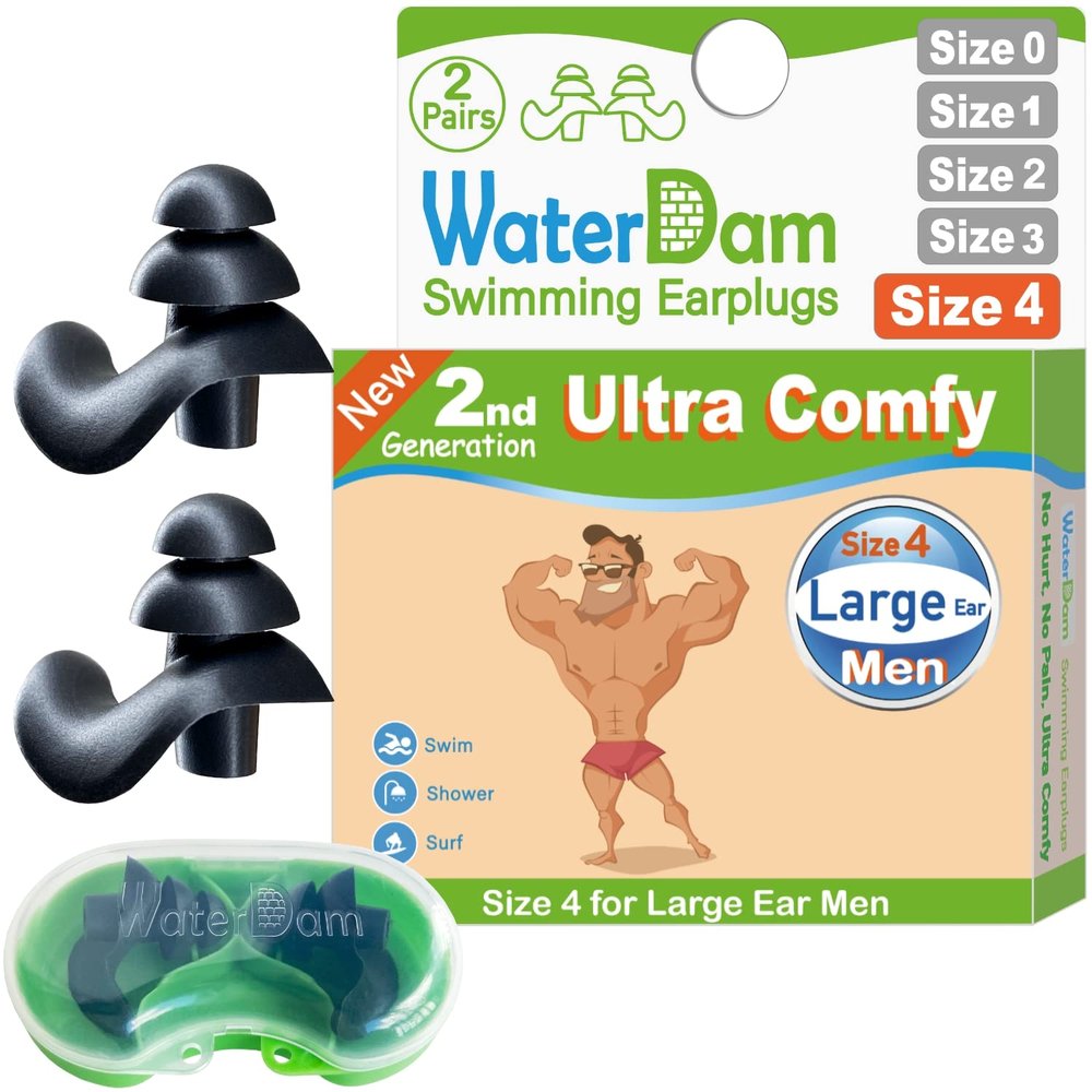 WaterDam Swimming Ear Plugs Great Waterproof Ultra Comfy Earplugs Prevent Swimmer's Ear