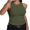 GEMBERA Womens Sleeveless Racerback High Neck Basic Ribbed Knit Fitted Tank Top,OliveGreen,S view 1