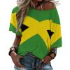 Elegant Casual Jamaican Flag Mid Sleeve Straight Neck T-Shirt for Women Girl's Summer Sun Beach XL view 1