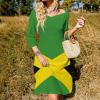 Elegant Casual Jamaican Flag Flare Dress for Women Girl's Summer Sun Beach S view 2