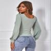 Scoop Neck Bishop Sleeve Tee Women's Summer Short Sleeve T-Shirt view 2
