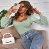 Scoop Neck Bishop Sleeve Tee Women's Summer Short Sleeve T-Shirt view 3