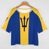Elegant Casual Barbados Flag Mid Sleeve Straight Neck T-Shirt for Women Girl's Summer Sun Beach M view 3