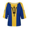 Elegant Casual Barbados Flag Mid Sleeve Straight Neck T-Shirt for Women Girl's Summer Sun Beach M view 4