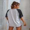 BENIN Raglan Sleeve Colorblock Graphic Tee Women's Summer Short Sleeve T-Shirt view 2