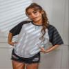 BENIN Raglan Sleeve Colorblock Graphic Tee Women's Summer Short Sleeve T-Shirt view 3
