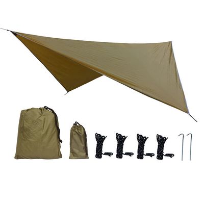XIANGBINXUAN Waterproof Camping Tarps Tarp Cover Tent Shelter, Premium UV Protection with Complete Accessories Lightweight Compact PU 2000mm Waterproof for Hiking and Travel (Camel)