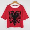 Elegant Casual Albanian Flag Mid Sleeve Straight Neck T-Shirt for Women Girl's Summer Sun Beach 2XL view 3
