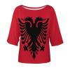 Elegant Casual Albanian Flag Mid Sleeve Straight Neck T-Shirt for Women Girl's Summer Sun Beach 2XL view 4