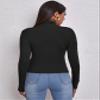 High Neck Form Fitted Top Women's Summer Short Sleeve T-Shirt Black view 2
