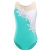 FEESHOW Gymnastics Leotards for Girls Sparkle Metallic Athletic Clothes Activewear One-Piece Skating Jumpsuit Blue Green 6 Years view 1