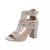 HINDOLA Women's Sandals Summer Block Heels Buckle up Sandal Women Cut Out Peep Toe Zipper Block Heel High Heel view 1
