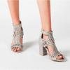 HINDOLA Women's Sandals Summer Block Heels Buckle up Sandal Women Cut Out Peep Toe Zipper Block Heel High Heel view 3