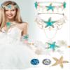 Dingion 6 Pcs Mermaid Hair Accessories Starfish Shell Headband Starfish Necklace Mermaid Arm Bracelet Hair Clip Sequin Body Glitter Costume Accessories for Women Supplies view 1