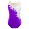 FEESHOW Gymnastics Leotards for Girls Sparkle Metallic Athletic Clothes Activewear One-Piece Skating Jumpsuit Purple 8 Years view 1