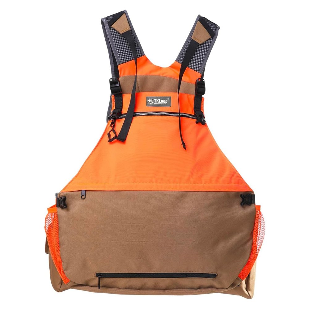 TKLoop Upland Hunting Vest Pheasant Upland Strap Bird Vest Tactical Vest Orange Brown with Blood-Proof Lining