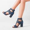 HINDOLA Women's Sandals Summer Block Heels Buckle up Sandal Women Cut Out Peep Toe Zipper Block Heel High Heel view 3
