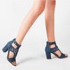 HINDOLA Women's Sandals Summer Block Heels Buckle up Sandal Women Cut Out Peep Toe Zipper Block Heel High Heel view 4