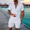 Men's Short Sets Outfits Tracksuit 2 Piece Summer Short Sleeve Polos Shirt + Shorts Set Casual (11#White-j, XXXL) view 2