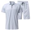Men's Short Sets Outfits Tracksuit 2 Piece Summer Short Sleeve Polos Shirt + Shorts Set Casual (11#White-j, XXXL) view 3