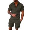 Men's Short Sets Outfits Tracksuit 2 Piece Summer Short Sleeve Polos Shirt + Shorts Set Casual Athletic (11#Grey-j, XL) view 1