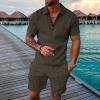 Men's Short Sets Outfits Tracksuit 2 Piece Summer Short Sleeve Polos Shirt + Shorts Set Casual Athletic (11#Grey-j, XL) view 2