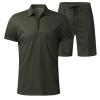 Men's Short Sets Outfits Tracksuit 2 Piece Summer Short Sleeve Polos Shirt + Shorts Set Casual Athletic (11#Grey-j, XL) view 3