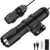 TOUGHSOUL M-Rail Picatinny Tactical Flashlight 1250 Lumens, Rechargeable Flashlight with Remote Pressure Switch LED Light with Rechargeable Batteries and Charger Included (M-Rail Mounted) view 1