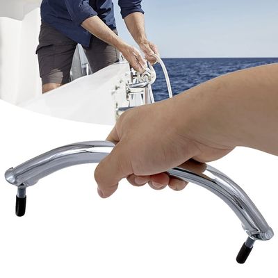 DYK&NX Stainless Steel Grab Bar, Marine Handrail Handle Grip, 8-9-12 inch Handle Handrail Boat Safety Grab Bar, Steel Safety Support Rail, for Boat Hatch Yacht Bathroom Marine (Size : 8 inches)