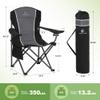 LET'S CAMP Oversized Outdoor Folding Camping Chair, Heavy Duty Arm Chair with Cup Holder and Storage Bag, 350 LBS Weight Capacity, Grey view 2