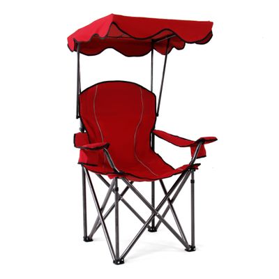 LET'S CAMP Camp Chair with Shade Canopy Folding Camping Recliner Chair with Carry Bag for Outdoor Camping Hiking Beach, Heavy Duty 350 LBS