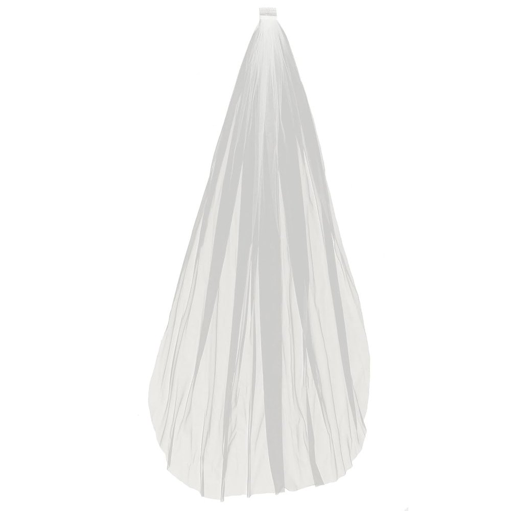 White Bridal Wedding Veil, Extra-Long Lace Veil Single White for Bridal, Wedding Essentials 0.8 Meters Hair Comb for