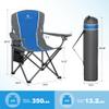 LET'S CAMP Oversized Outdoor Folding Camping Chair, Heavy Duty Arm Chair with Cup Holder and Storage Bag, 350 LBS Weight Capacity, Blue view 2