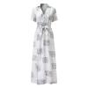 Wrap Dress for Women Fashion Short Sleeve V Neck Midi Dresses Printed A-Line Dress with Belt view 4