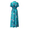 Wrap Dress for Women Fashion Short Sleeve V Neck Midi Dresses Printed A-Line Dress with Belt view 4