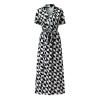 Wrap Dress for Women Fashion Short Sleeve V Neck Midi Dresses Printed A-Line Dress with Belt view 3
