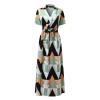 Wrap Dress for Women Fashion Short Sleeve V Neck Midi Dresses Printed A-Line Dress with Belt view 3