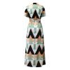 Wrap Dress for Women Fashion Short Sleeve V Neck Midi Dresses Printed A-Line Dress with Belt view 4