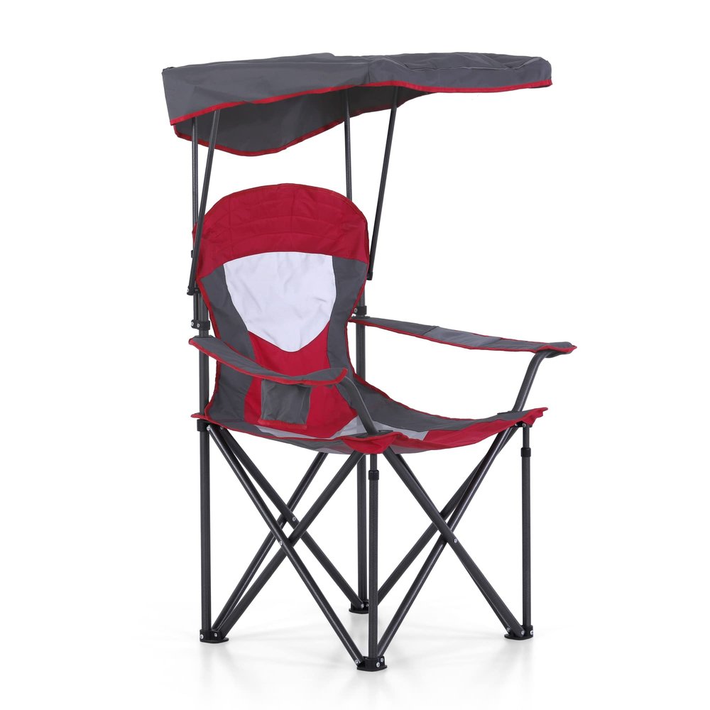LET'S CAMP Camp Chair with Shade Canopy Folding Camping Chair with Cup Holder and Carry Bag for Outdoor Camping Hiking Beach, Heavy Duty 350 LBS
