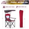 LET'S CAMP Camp Chair with Shade Canopy Folding Camping Chair with Cup Holder and Carry Bag for Outdoor Camping Hiking Beach, Heavy Duty 350 LBS view 3