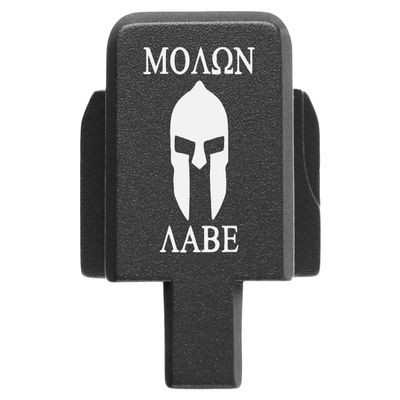 NDZ Performance Rear Slide Cover Plate for Sig P320 Series 9mm .40 .357 .45 ACP Laser Engraved Anodized Aluminum in Black, Made in The USA - Molon Labe Helmet 2