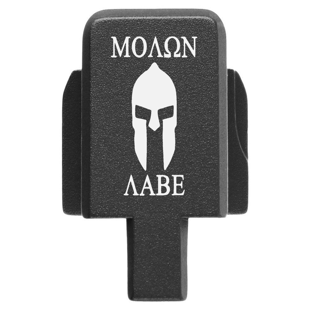 NDZ Performance Rear Slide Cover Plate for Sig P320 Series 9mm .40 .357 .45 ACP Laser Engraved Anodized Aluminum in Black, Made in The USA - Molon Labe Helmet 2