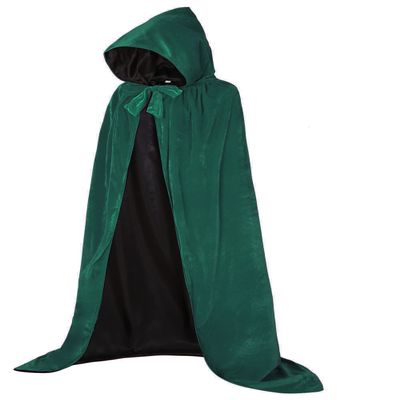 ALIZIWAY Hooded Cape Reversible Velvet Cloak Lined with Satin Renaissance Medieval Halloween Christmas Cosplay Costume Y090GRXL
