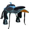 Daarkgreen Synthetic Western Barrel Racing Saddle with Headstall Breast Collar and Reins 14" - 18" (15", Blue Crystal) view 2