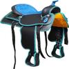 Daarkgreen Synthetic Western Barrel Racing Saddle with Headstall Breast Collar and Reins 14" - 18" (15", Blue Crystal) view 3
