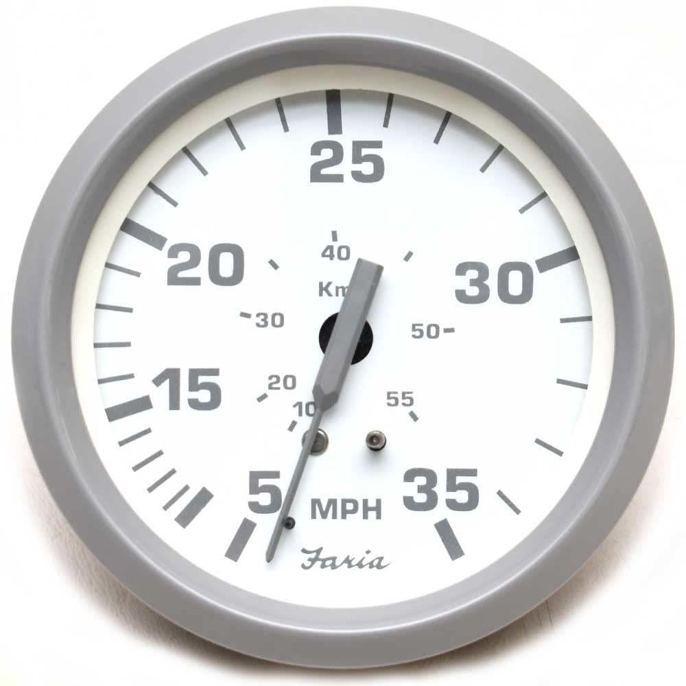 Faria Boat Speedometer Gauge SE9485A | Nantucket 3 1/4 Inch Gray White