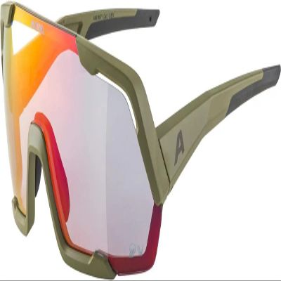 ALPINA Mirrored, Polarized & Photochromatic Cycling Glasses For Men & Women, 100% UV Protection, ROCKET QV, olive matt, one size