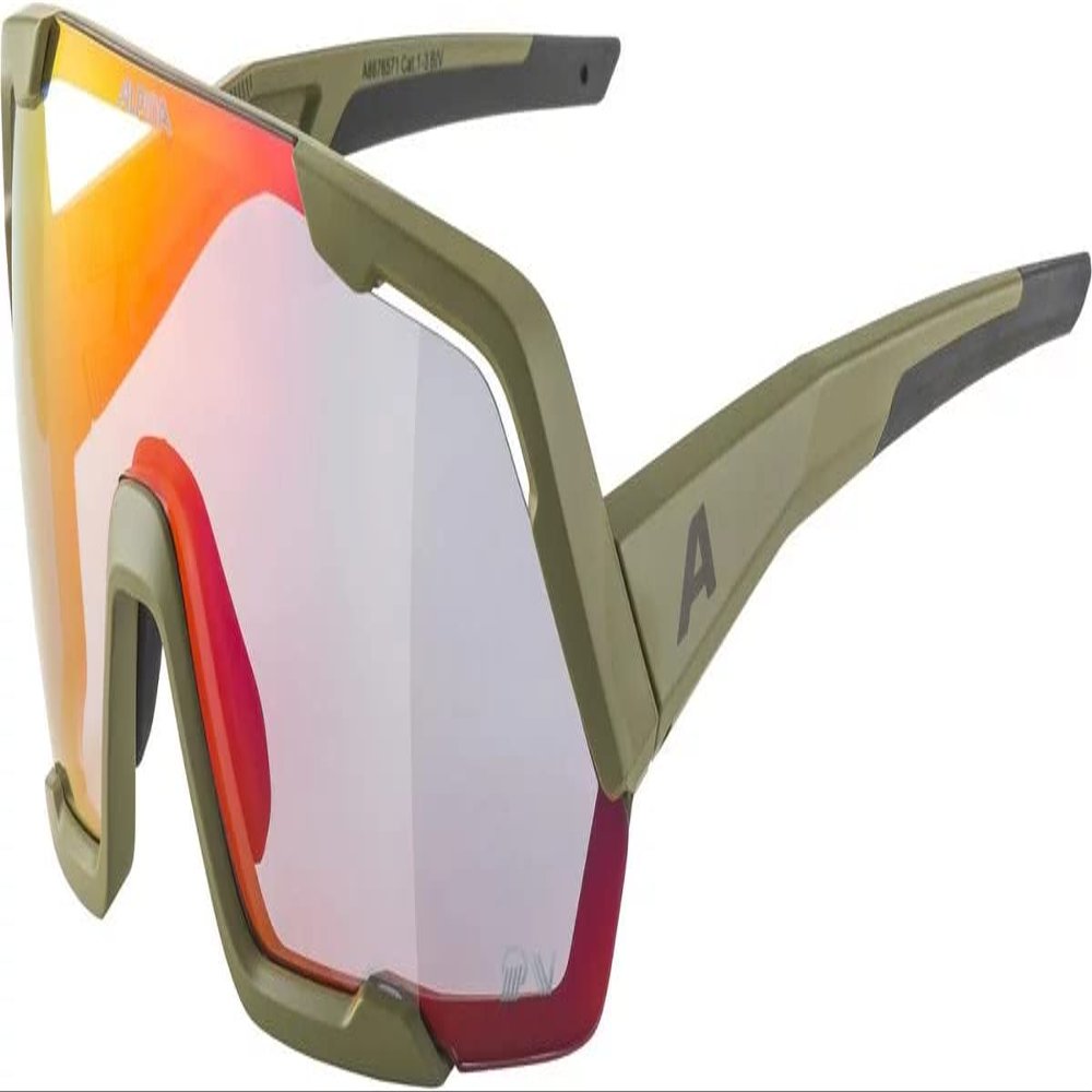 ALPINA Mirrored, Polarized & Photochromatic Cycling Glasses For Men & Women, 100% UV Protection, ROCKET QV, olive matt, one size